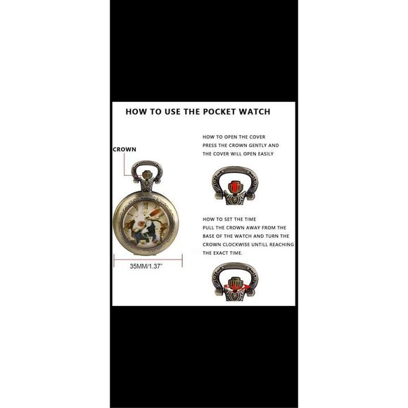 Alice in Wonderland pocket Watch Rabbit themed - Picture 4 of 9